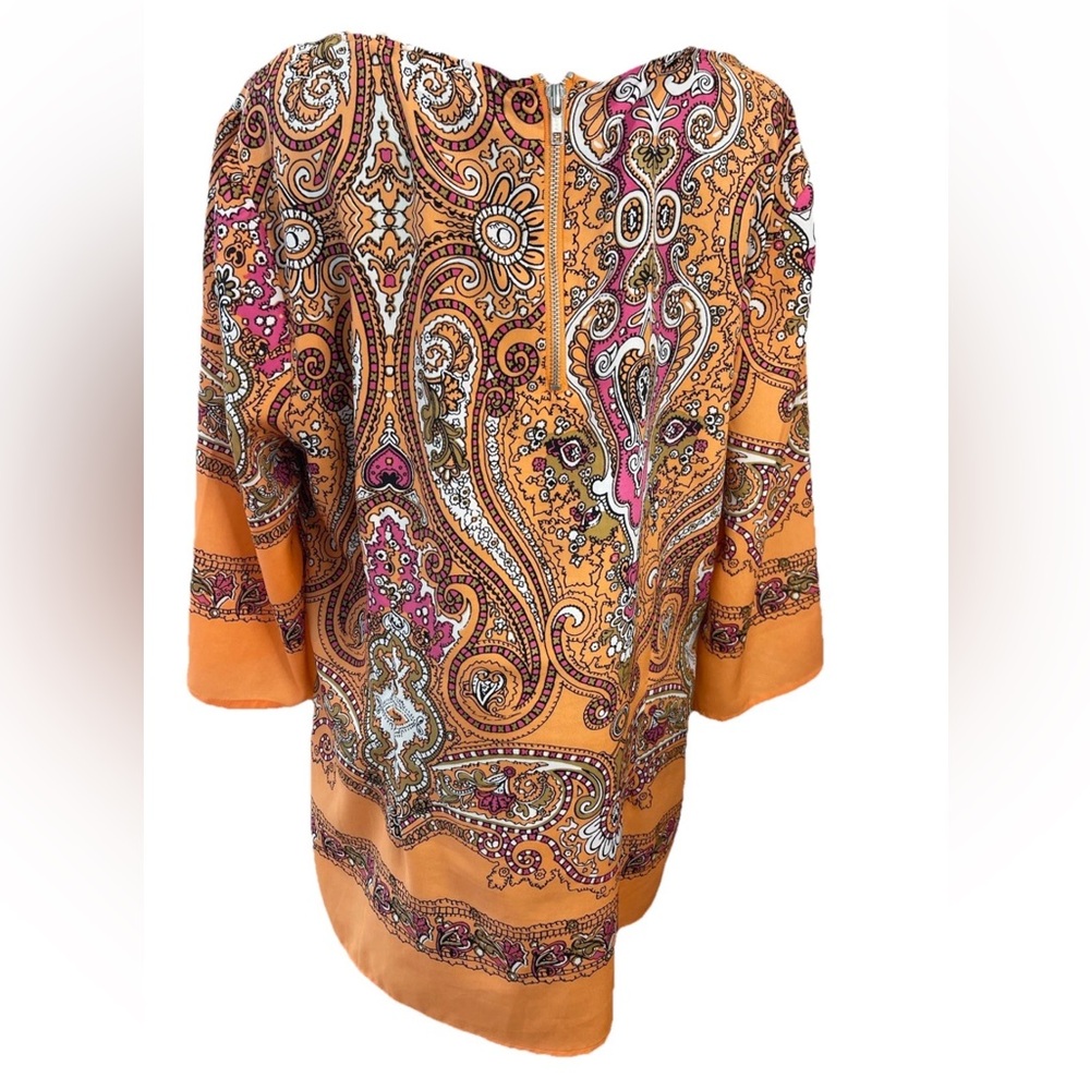 New York & Co orange paisley boho hippie ladies tunic top size XL lightweight - Picture 3 of 11